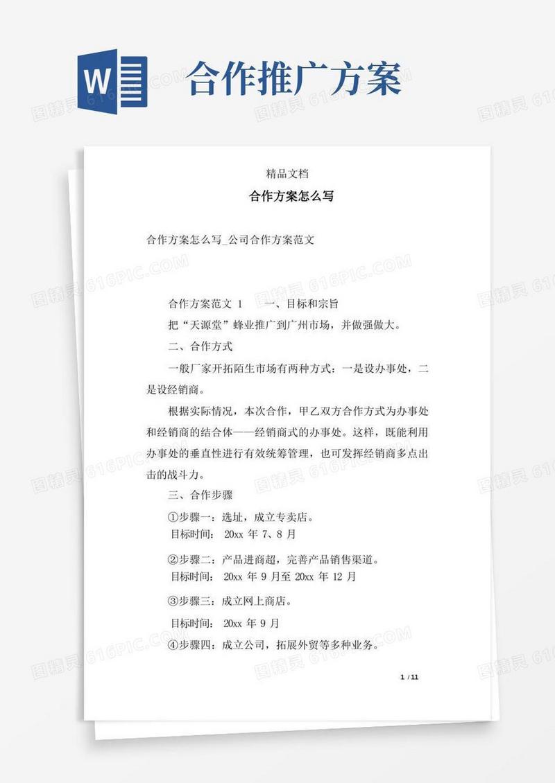 实用的合作方案怎么写