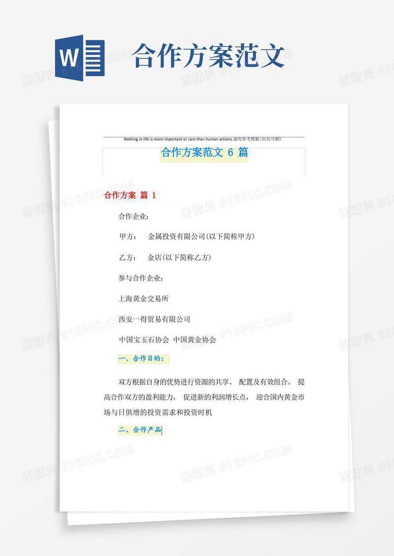 大气版合作方案范文6篇
