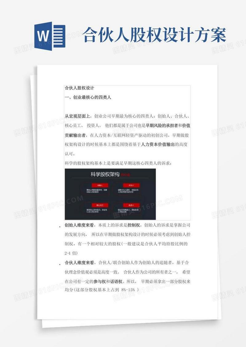 大气版新版合伙人股权设计原则