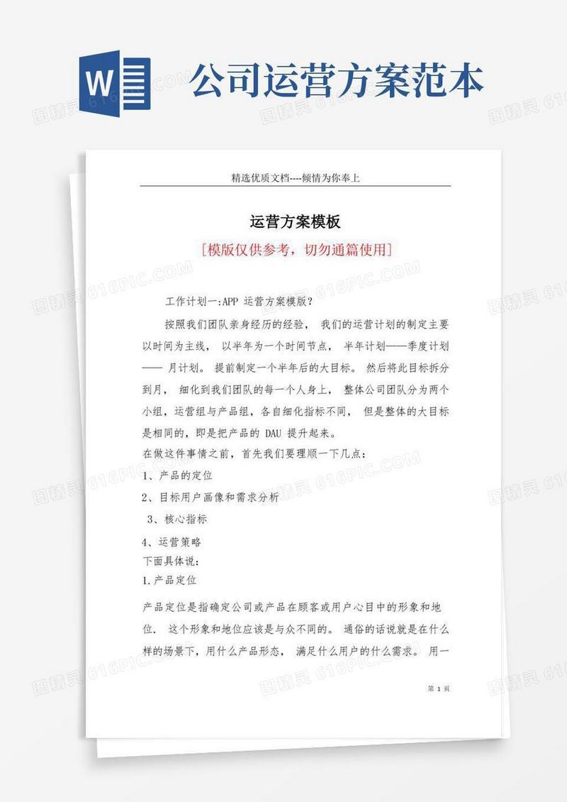 简洁的运营方案模板(共5页)