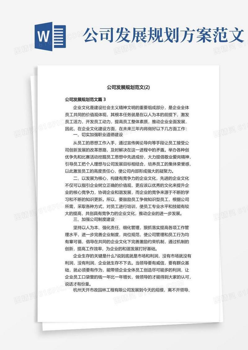 简易版公司发展规划范文（2）