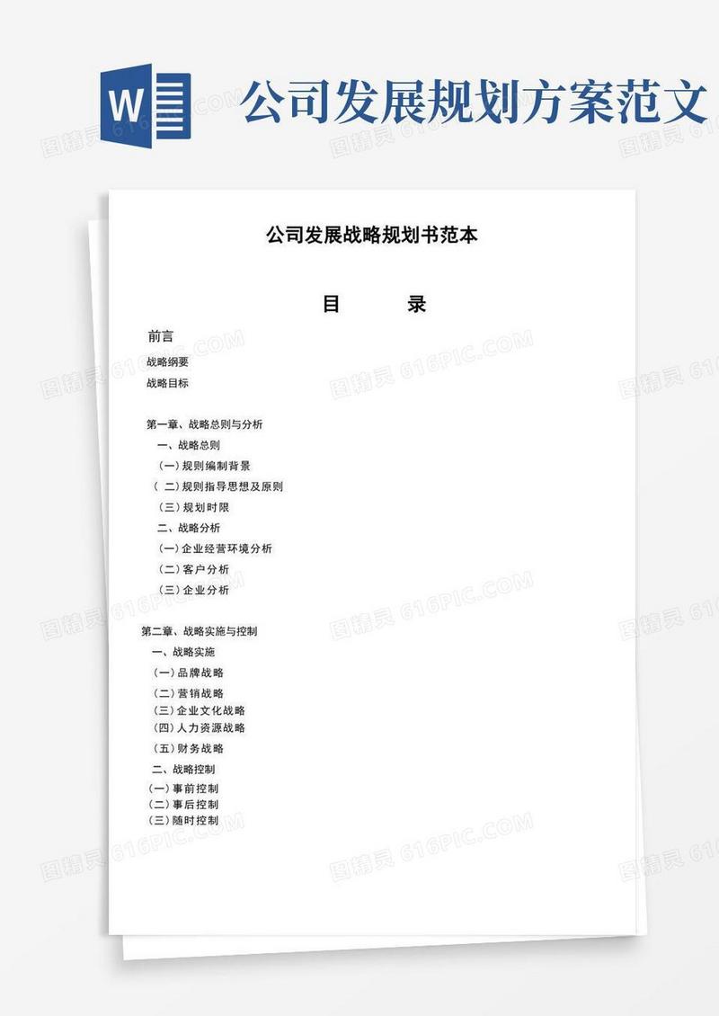 通用版公司发展战略规划书范本