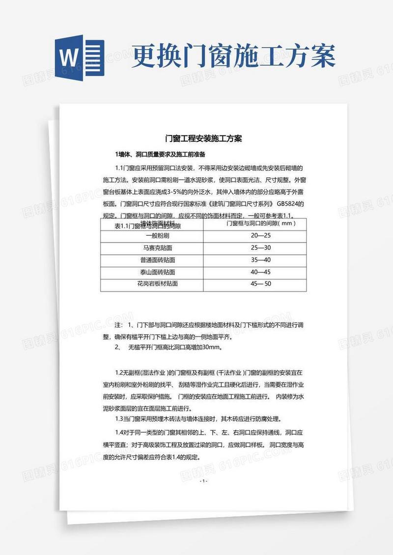 方便的门窗工程安装施工方案