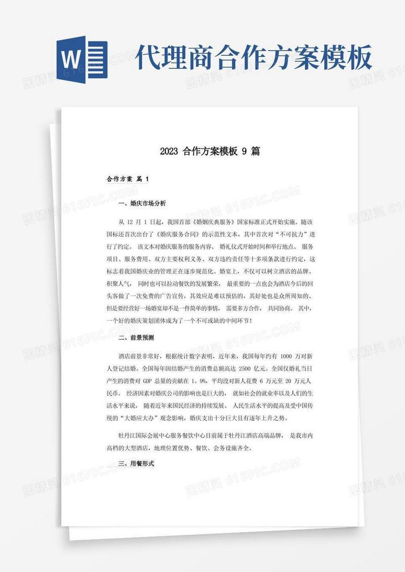 简易版2023合作方案模板9篇