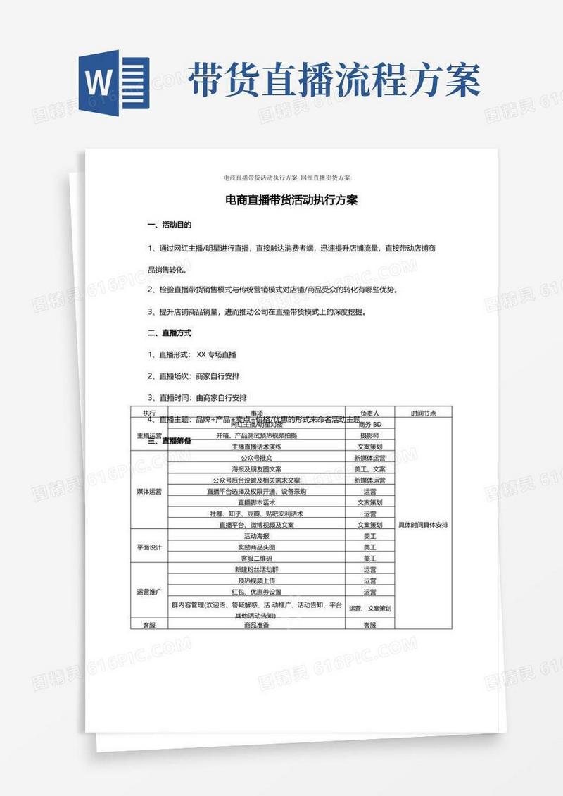 好用的电商直播带货活动执行方案网红直播卖货方案