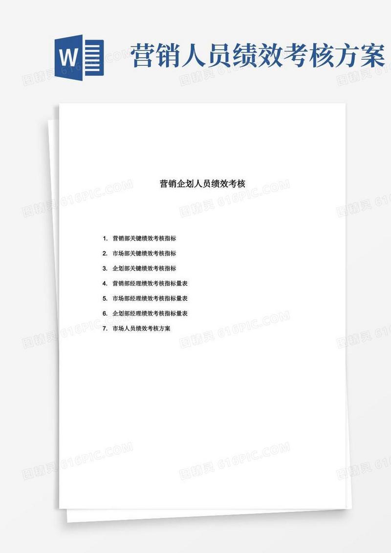 营销企划人员绩效考核(附考核表)