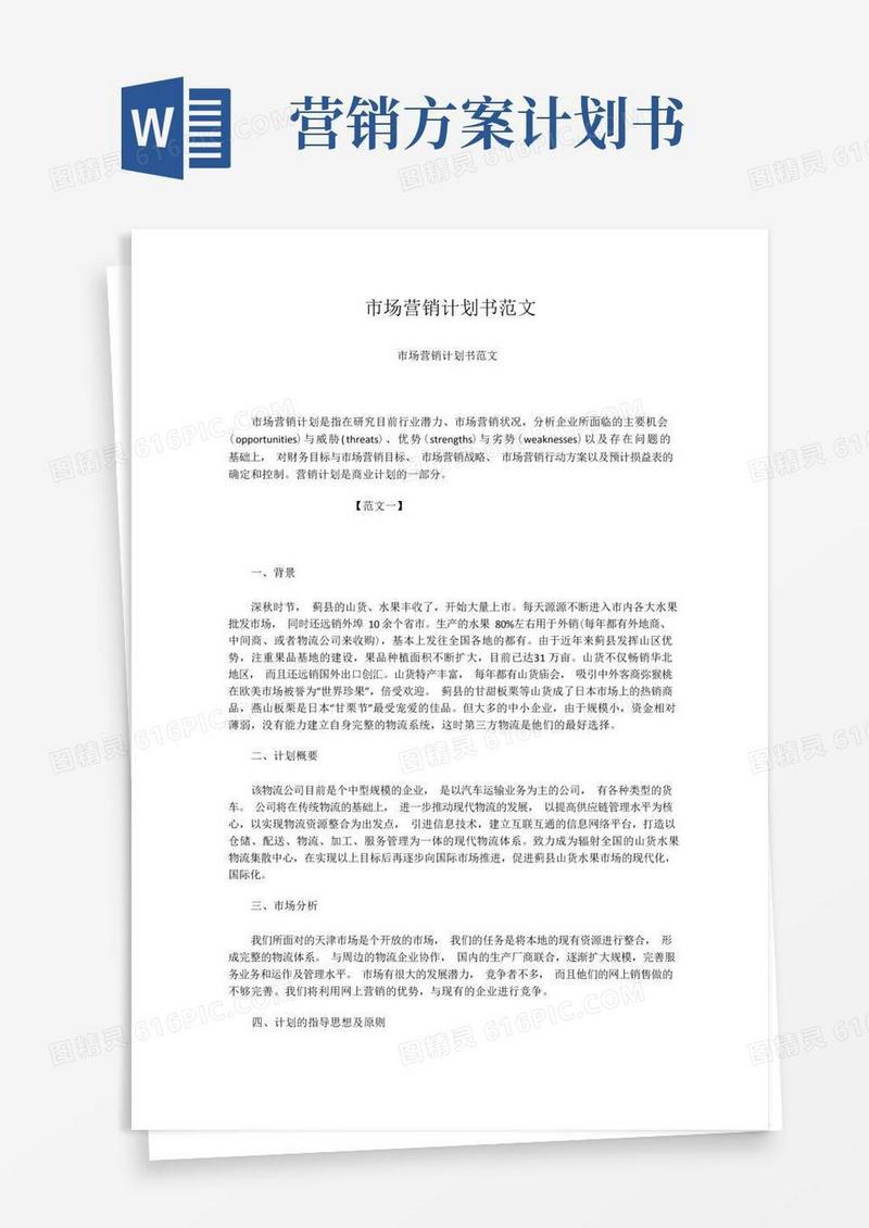 市场营销计划书范文