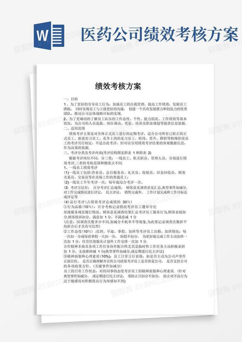 绩效考核方案医药公司