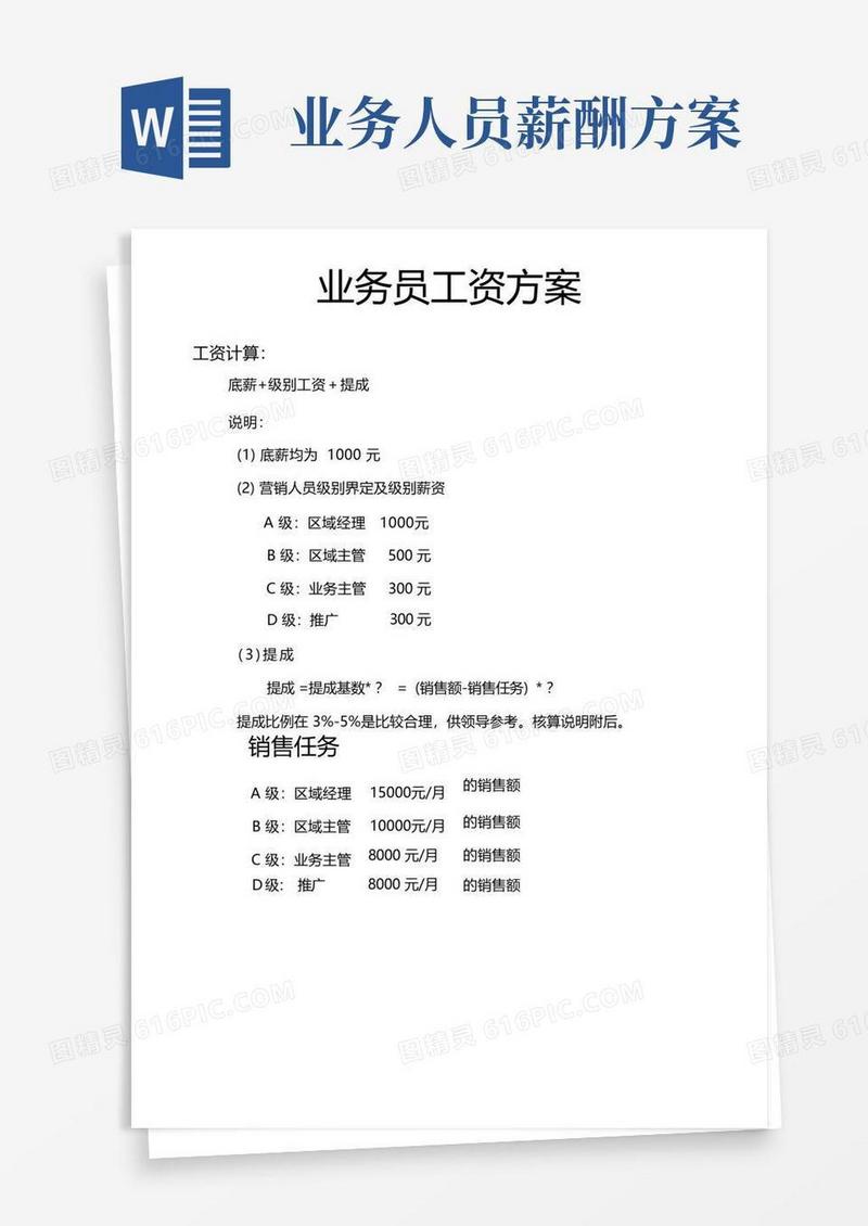 业务员工资方案