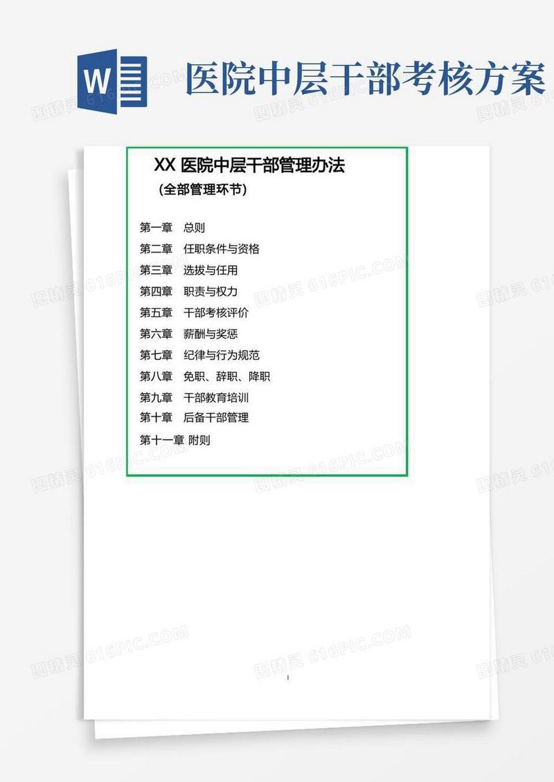 医院中层干部管理办法(涵盖全部环节)