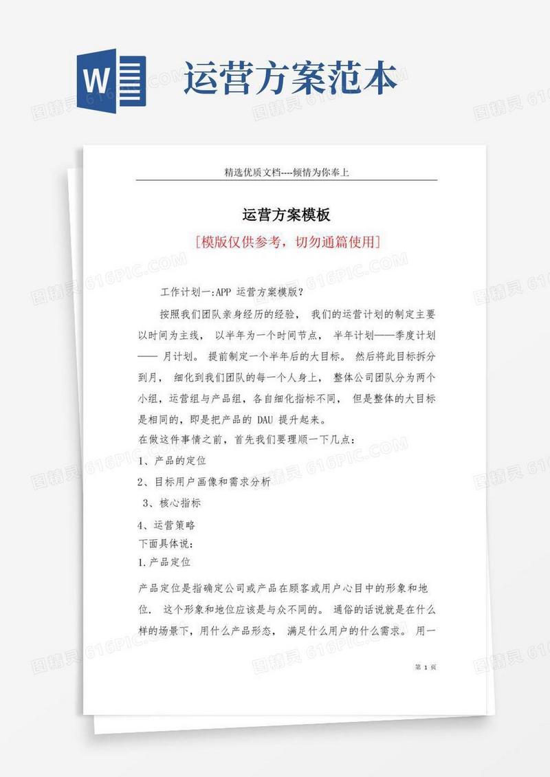 运营方案模板(共5页)
