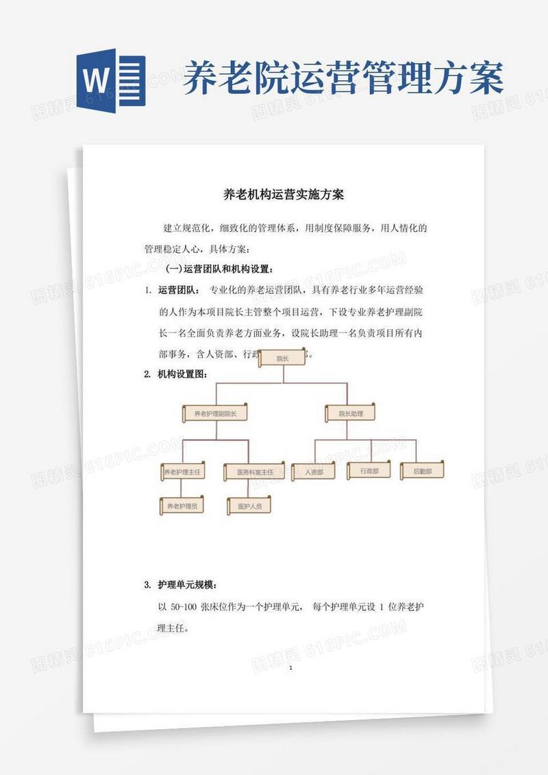 养老机构运营实施方案