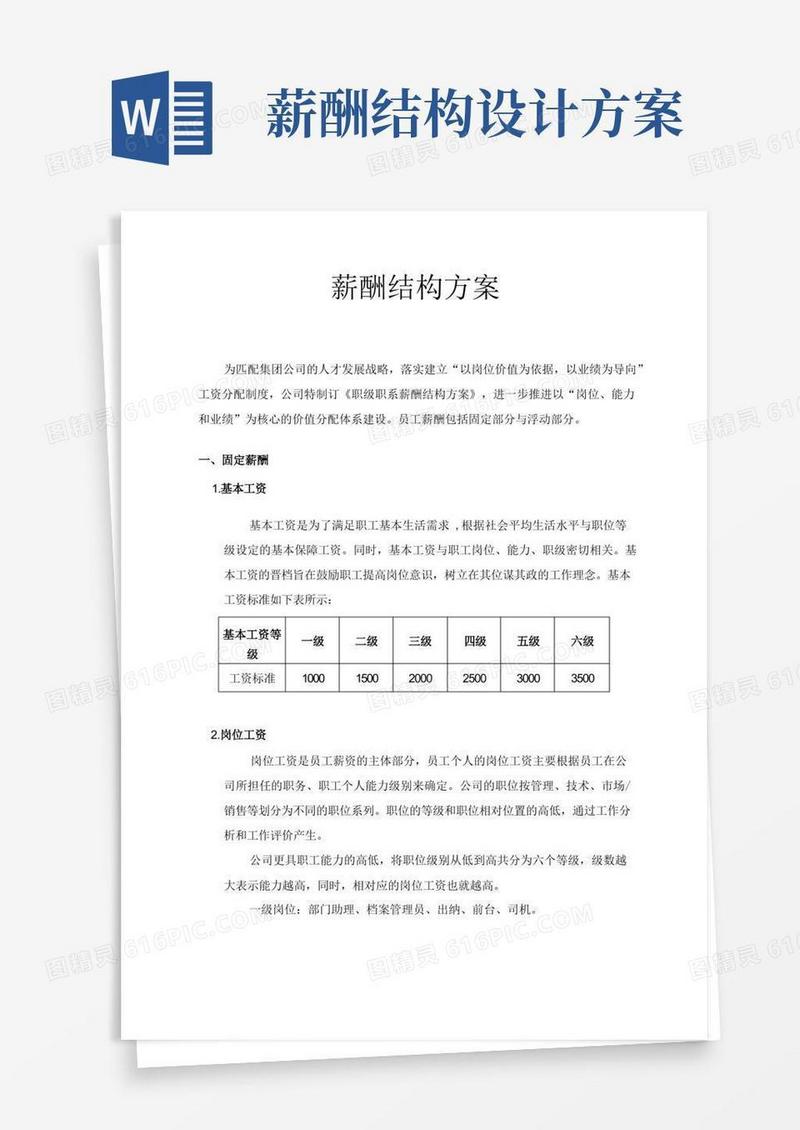 薪酬结构方案