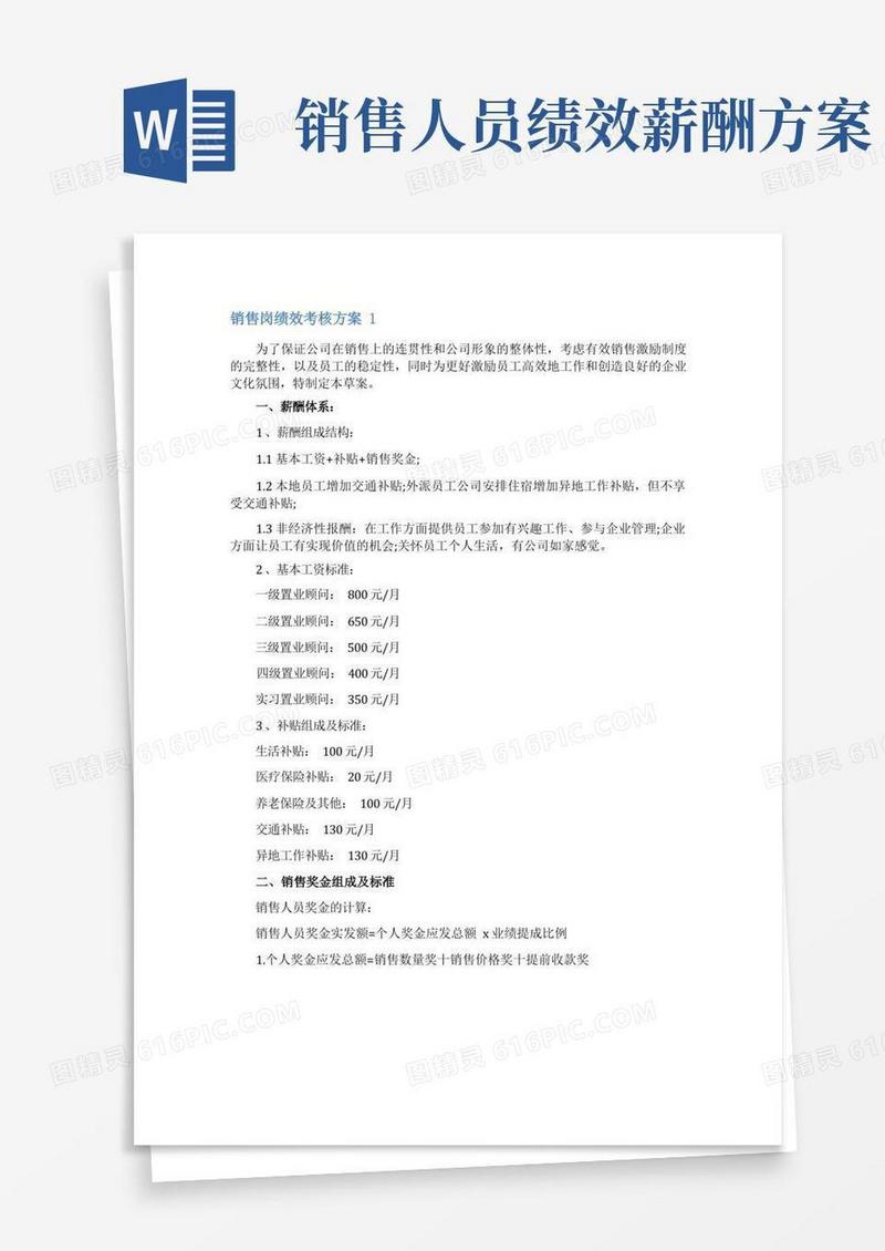 销售岗绩效考核方案