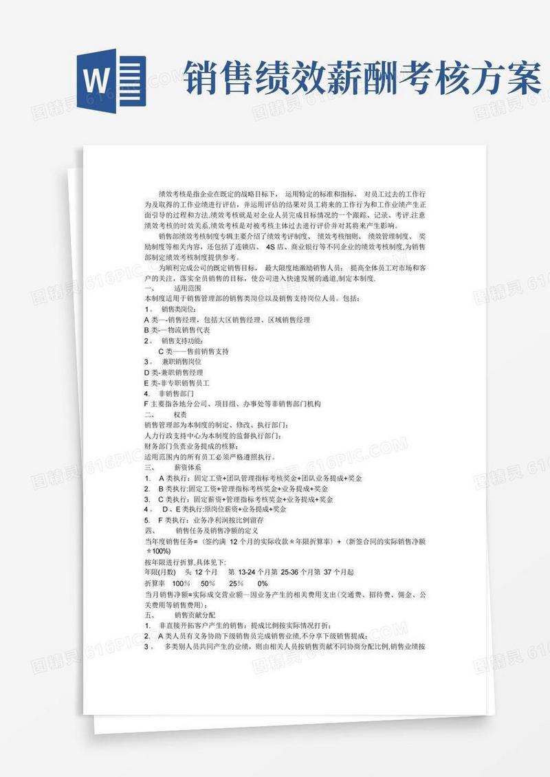 销售部绩效薪酬管理制度