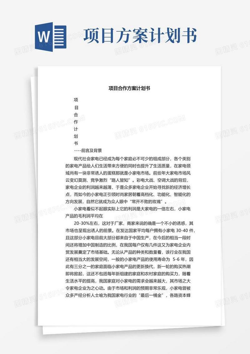 项目合作方案计划书