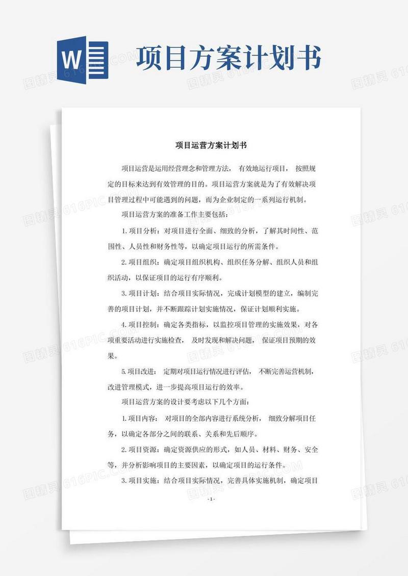 项目运营方案计划书