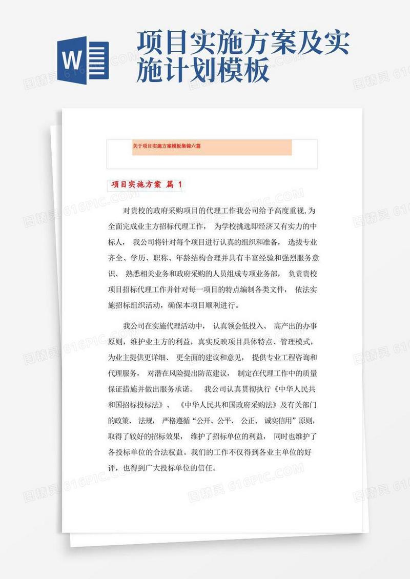 关于项目实施方案模板集锦六篇