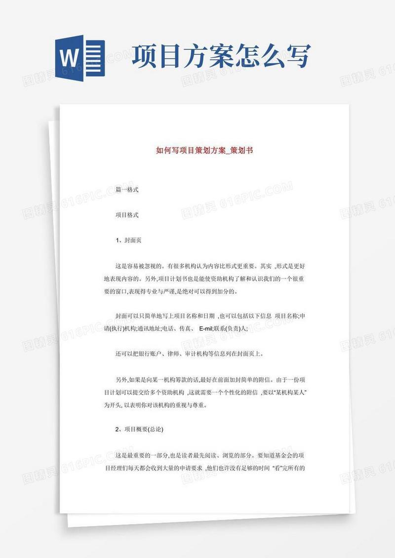 如何写项目策划方案策划书.doc