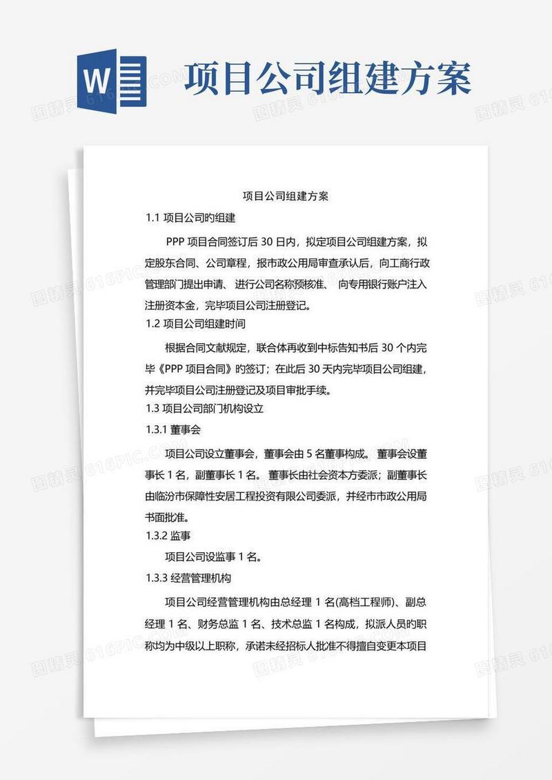 项目公司的组建方案