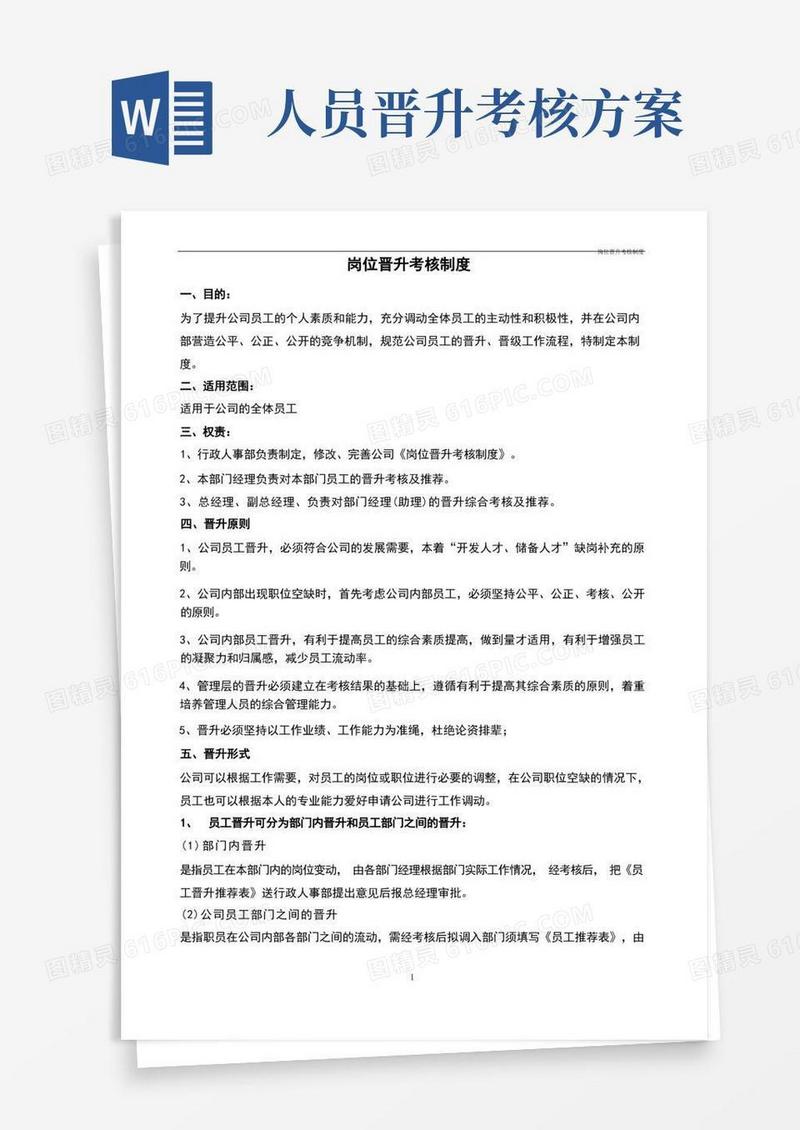 岗位晋升考核制度