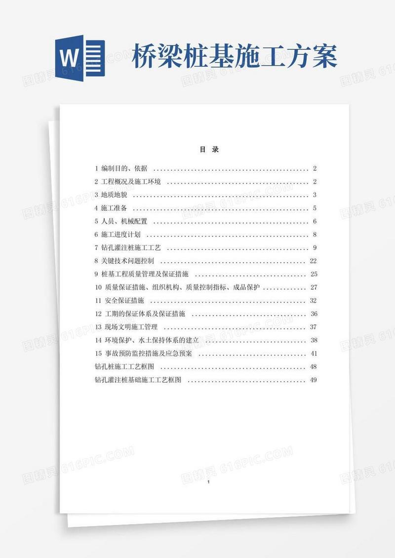 市政桥梁钻孔灌注桩基施工方案