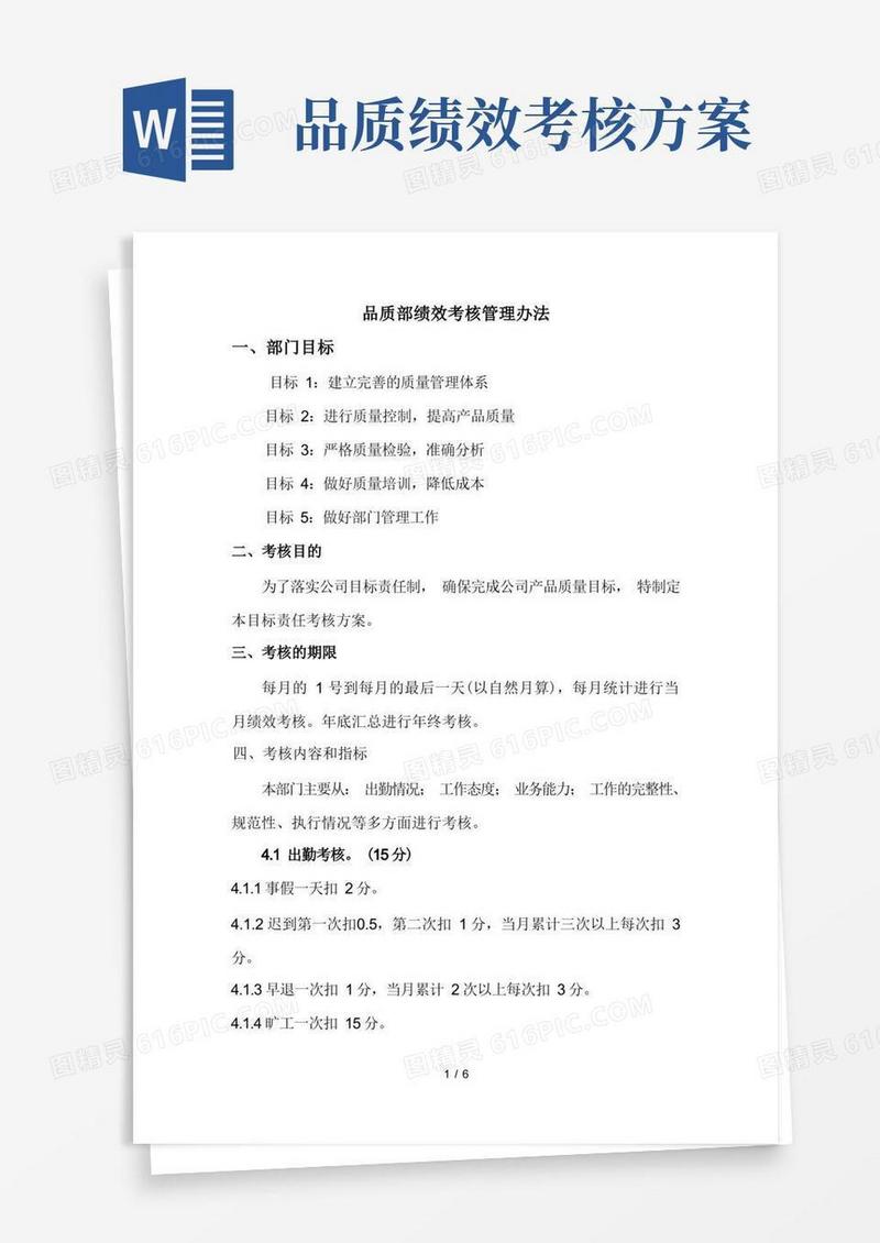 品质部绩效考核