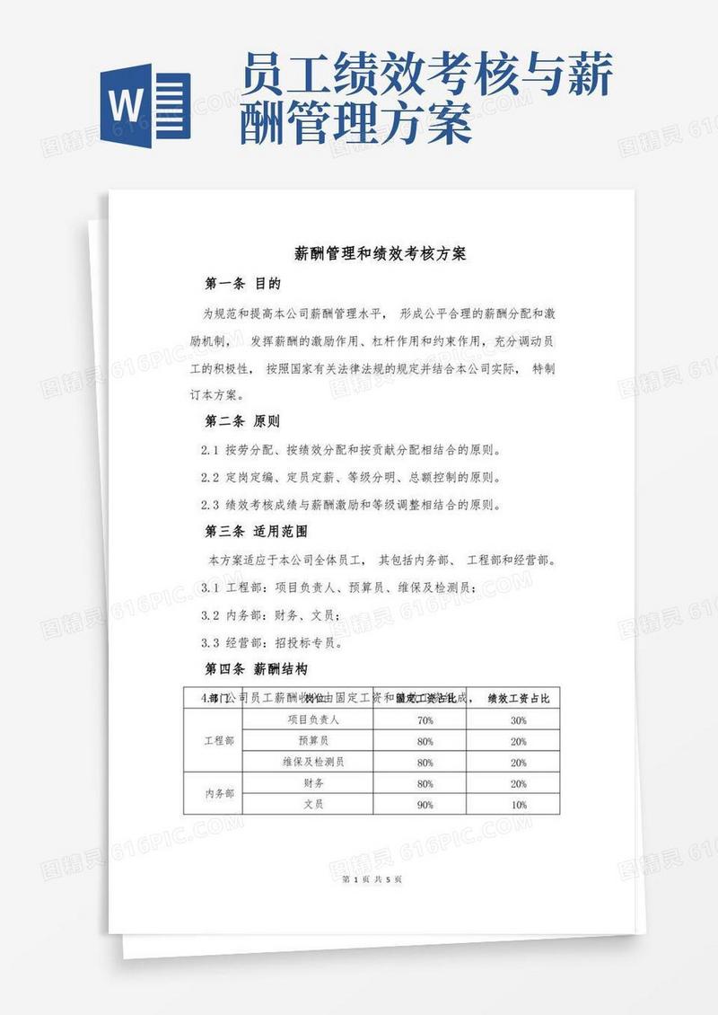 薪酬管理和绩效考核方案