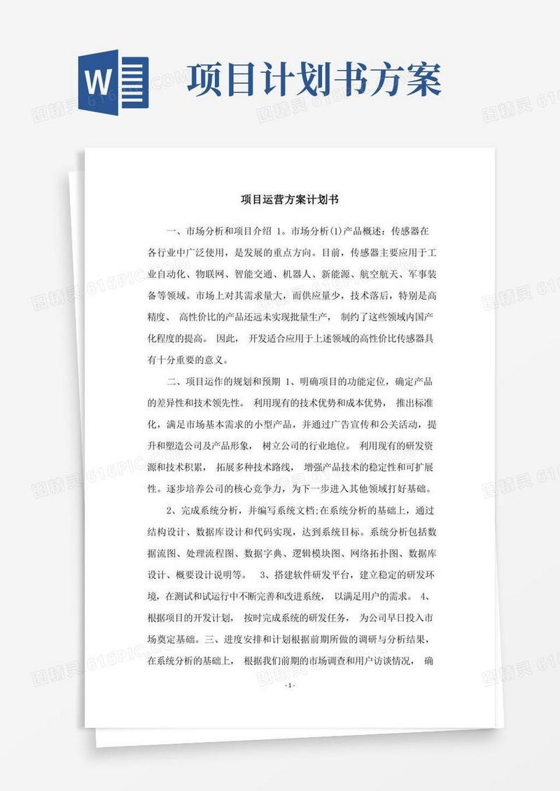项目运营方案计划书