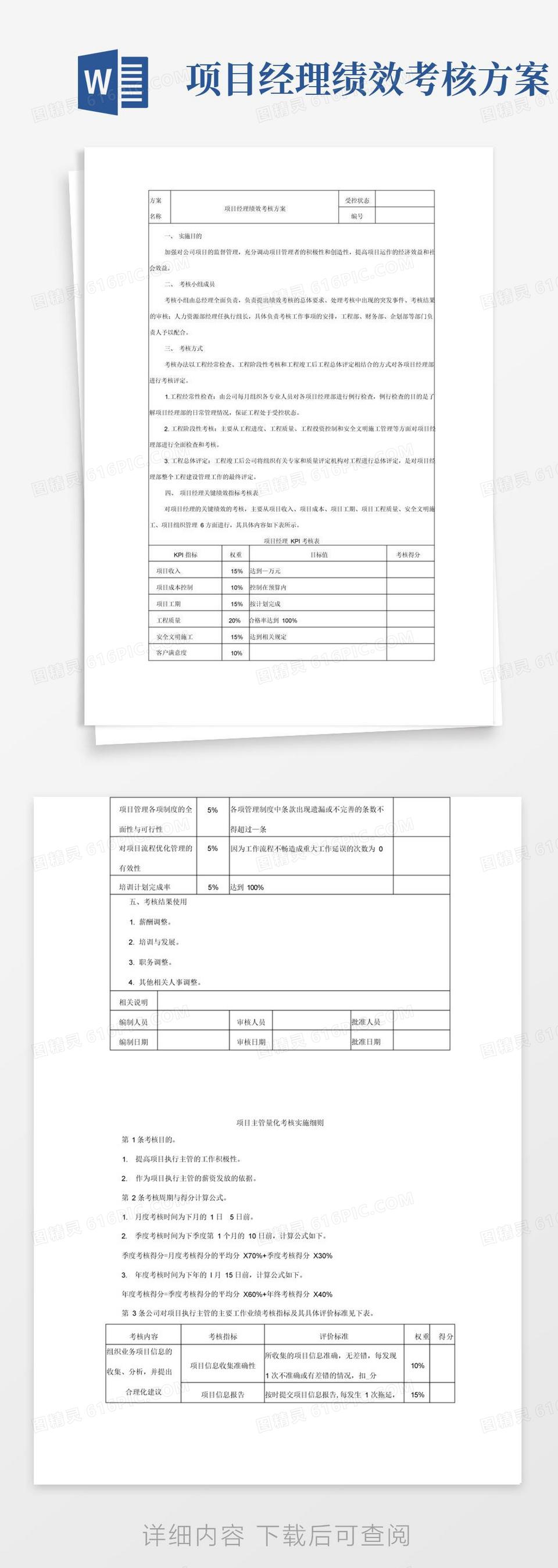 项目经理绩效考核方案-范本