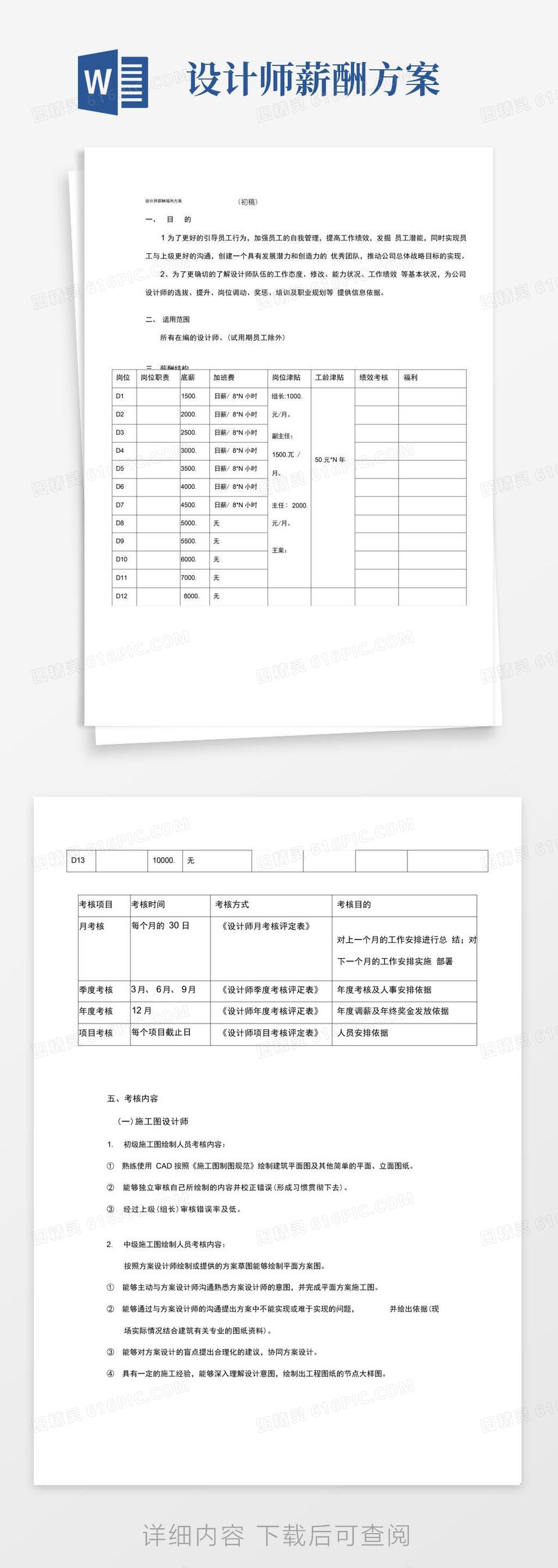 设计师薪酬奖励方案