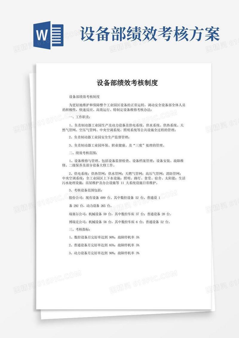 设备部绩效考核制度