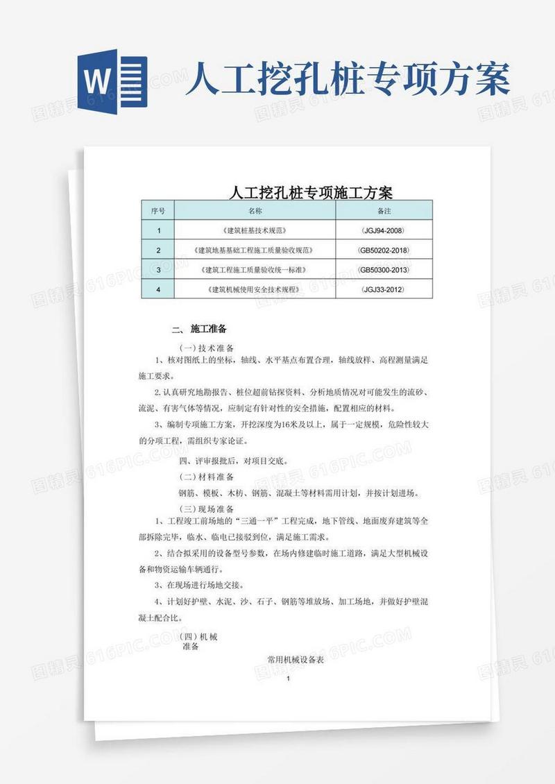 完整版人工挖孔桩专项施工方案
