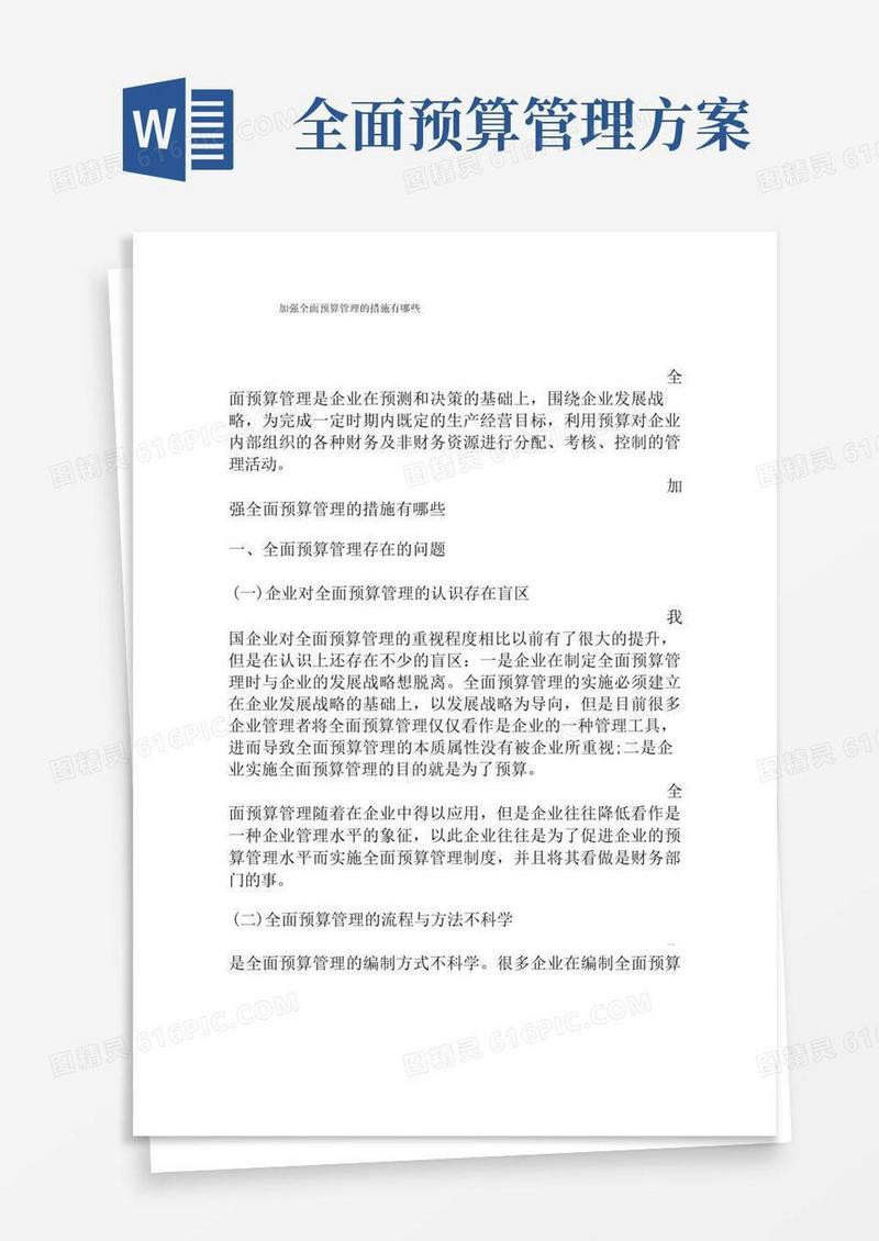 加强全面预算管理的措施有哪些