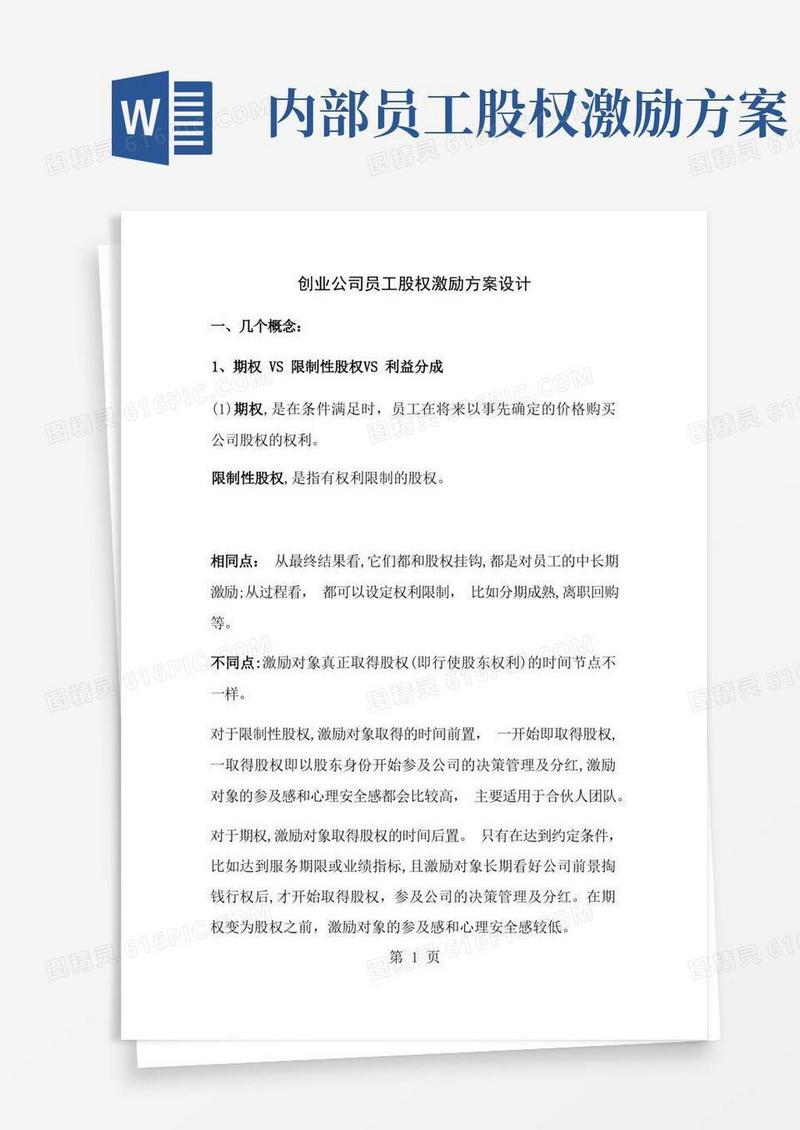 创业公司员工股权激励方案
