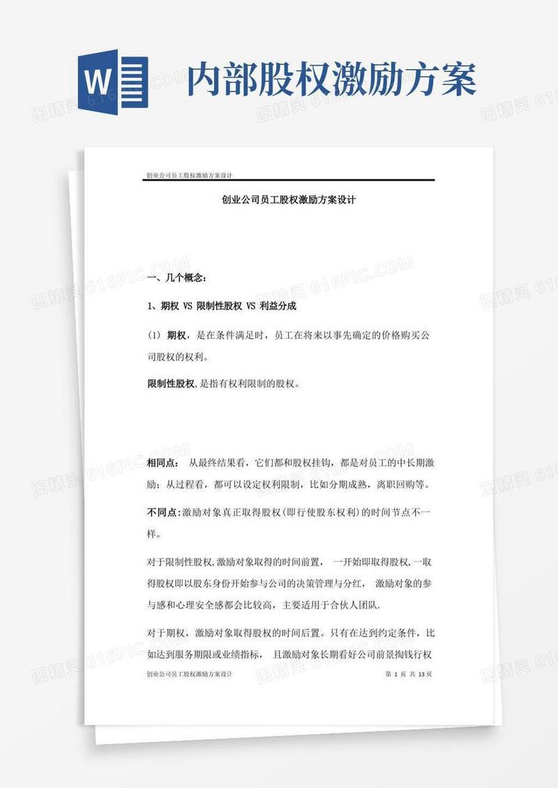 创业公司员工股权激励方案