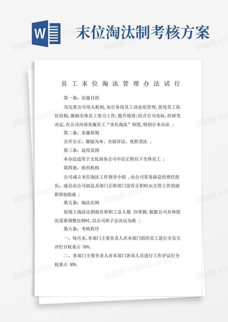 员工末位淘汰管理规定