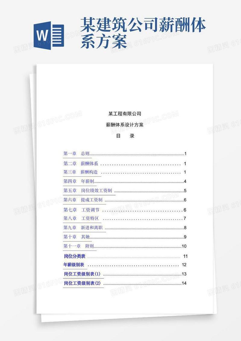 建筑工程设计工程公司薪酬体系设计方案