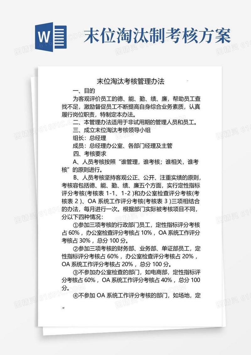 末位淘汰考核管理办法
