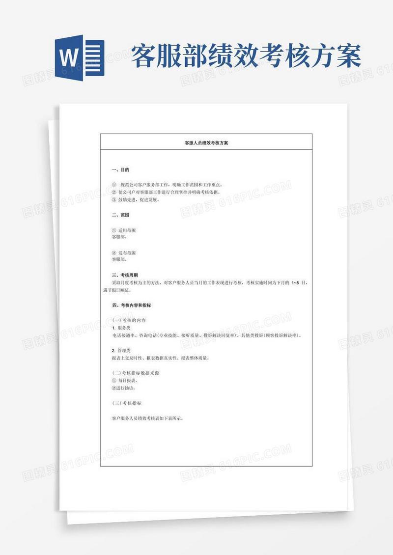 客服部考核制度