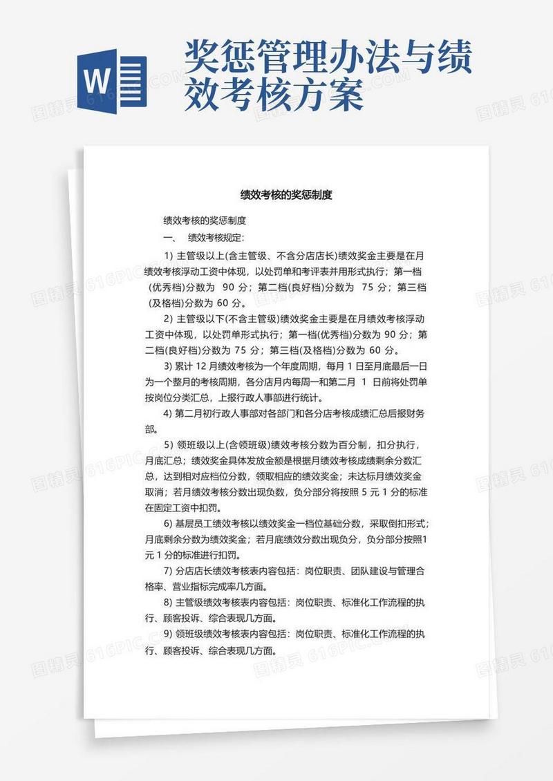 绩效考核的奖惩制度