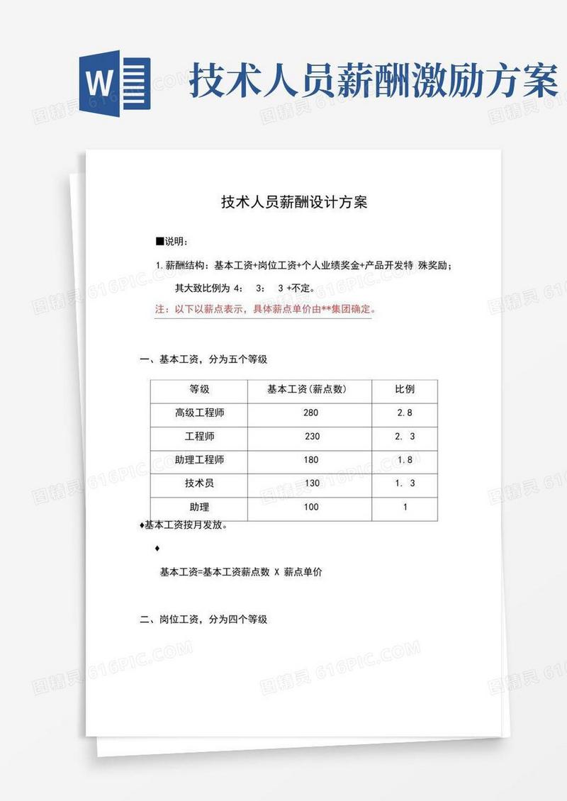 技术人员薪酬设计方案