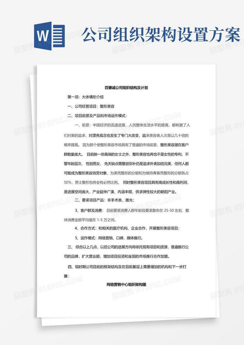公司的组织架构方案