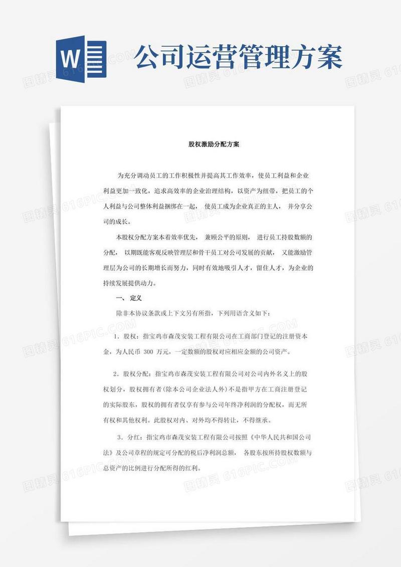 公司股权分配方案范文2篇