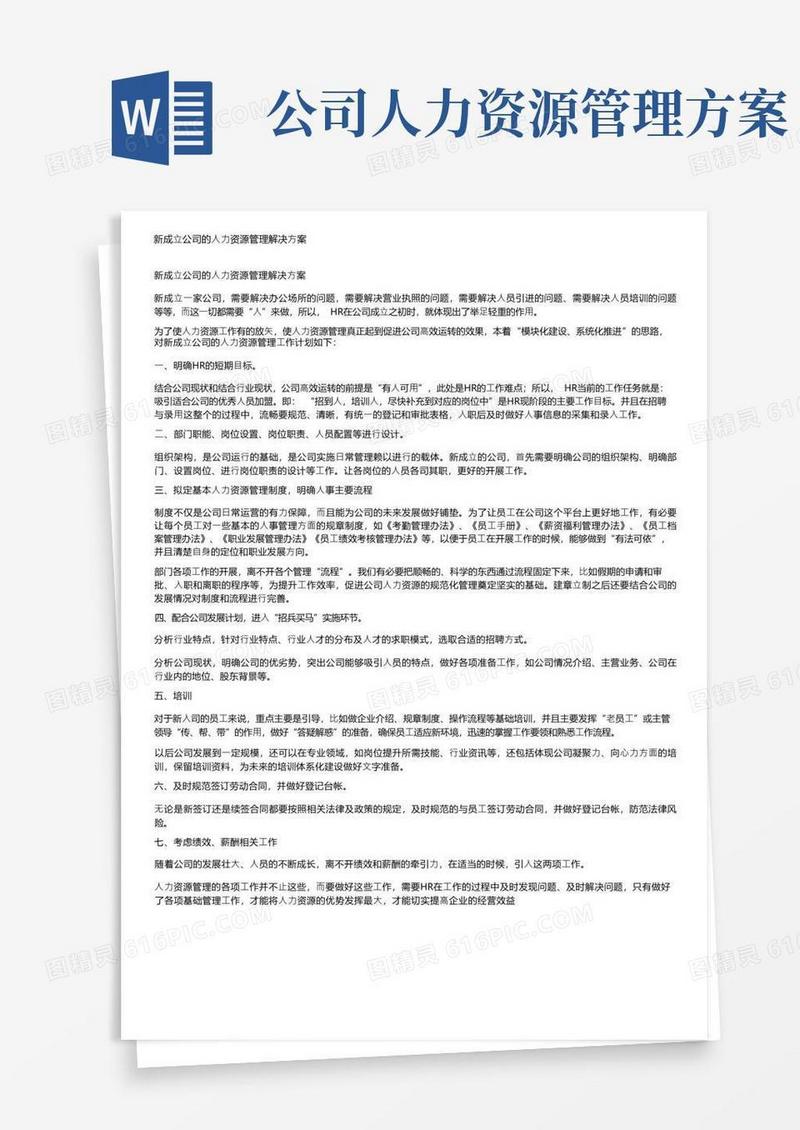 新成立公司的人力资源管理解决方案