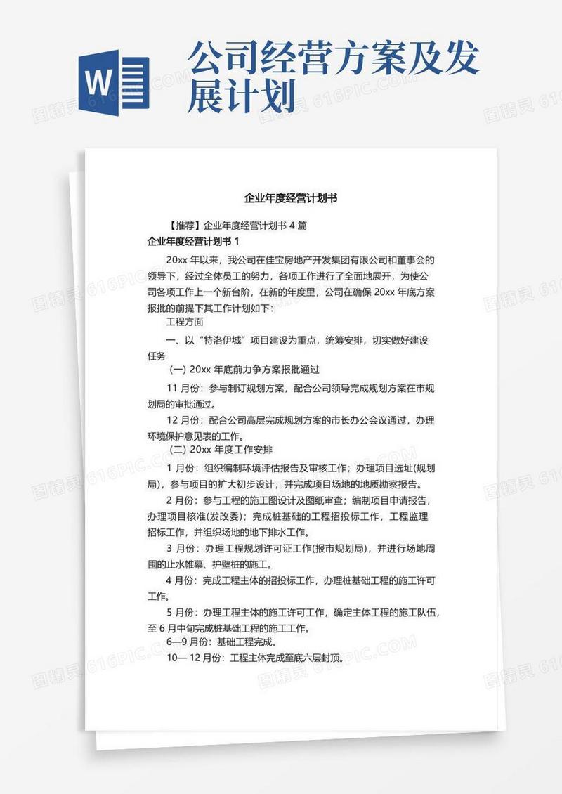 企业年度经营计划书