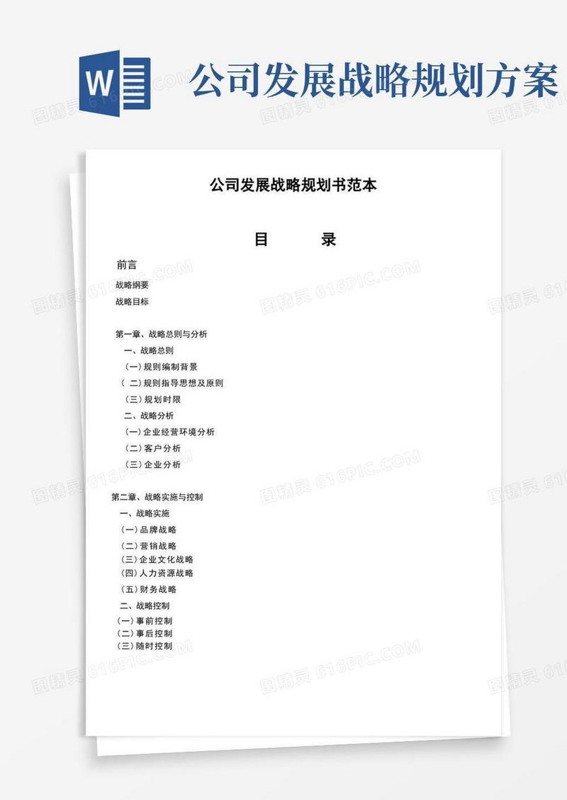 公司发展战略规划书范本