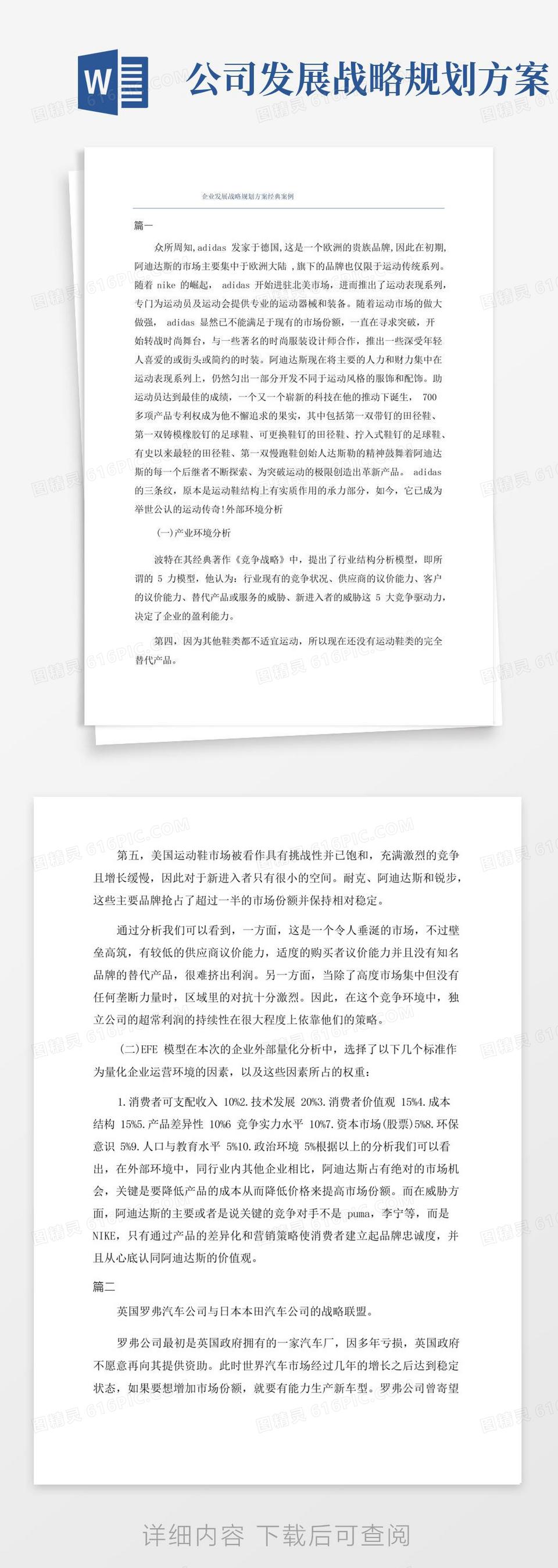 企业发展战略规划方案经典案例