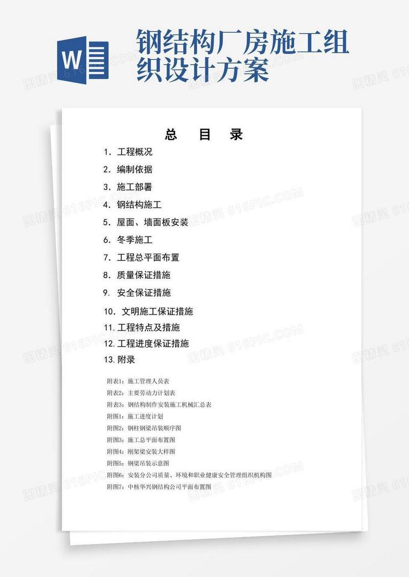 钢结构车间工程施工组织设计方案