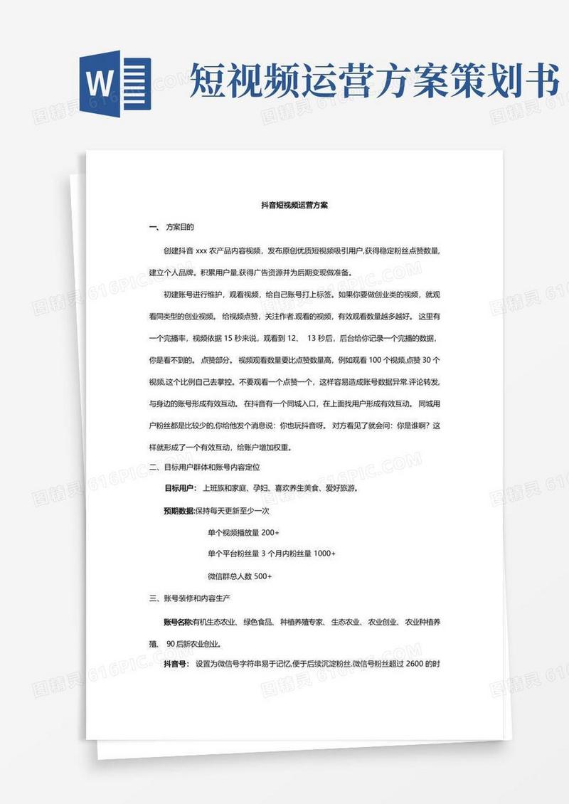 抖音短视频运营方案(食品类)